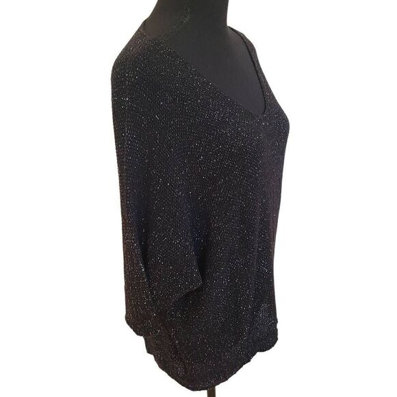 Gigi Moda Womens Black Sliver Sparkle Pull Over Knit Sweater - Picture 5 of 11